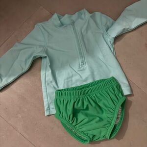 Primary Green and Light Blue Swim Set 3-6 months. New